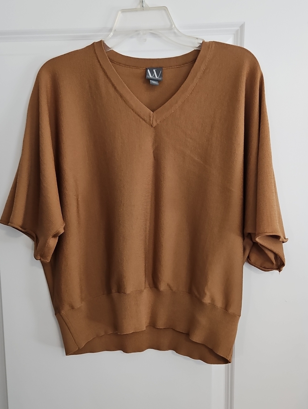 Worthington Women's V-Neck Short Sleeve Sweater - Brown